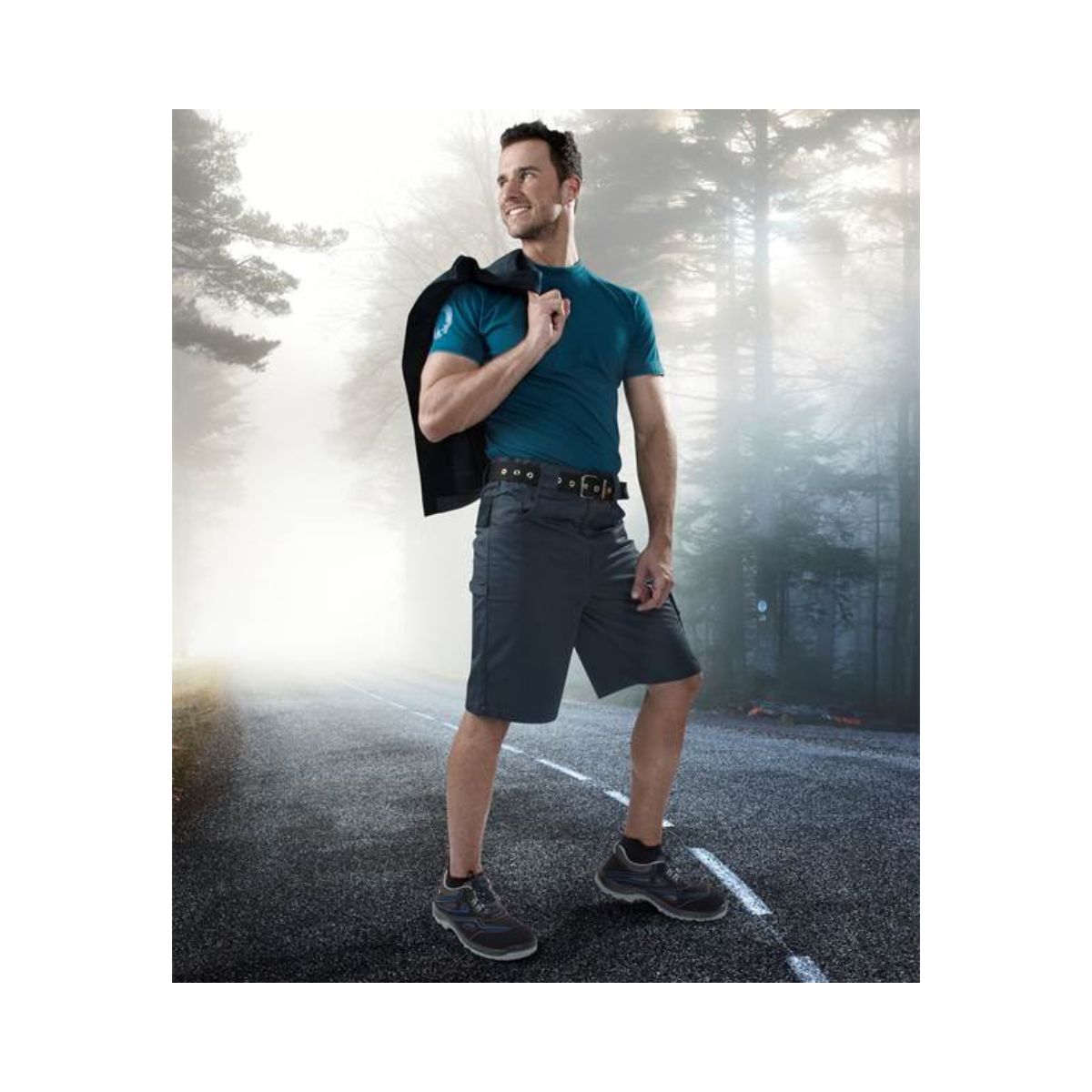 Pantaloni scurți gri inchis 4Tech ® Ardon, Poliester si Bumbac, Respirabili, Rezistenti, Barbati